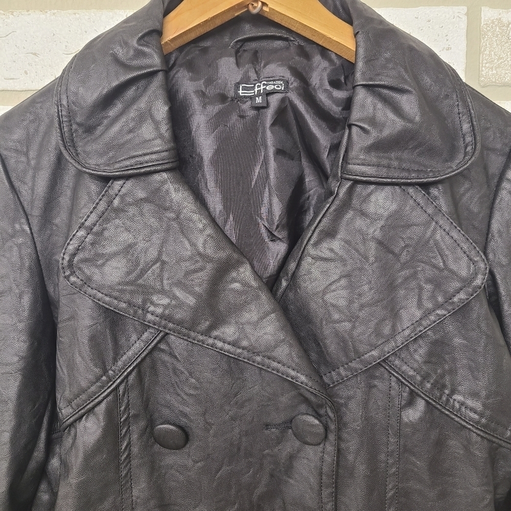 Creazioni Effeci Black Faux Leather Jacket Size Medium - Picture 3 of 9